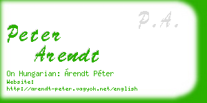 peter arendt business card